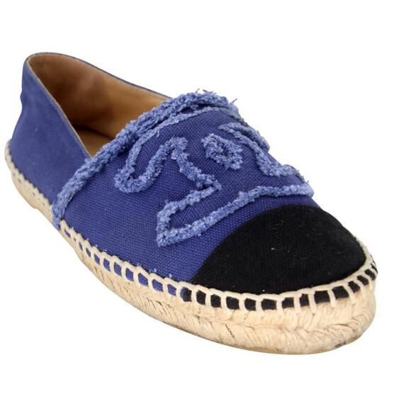 Chanel Espadrille 36 Canvas Linen Raw Edge Cap-toe Cc Flats CC-S0207P-C016 - Picture 7 of 11